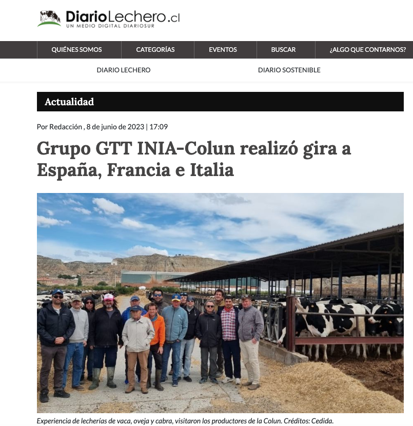 Éleveurs Chiliens de bovins laitiers-Article sur le journal chilien « Diario Lechero »