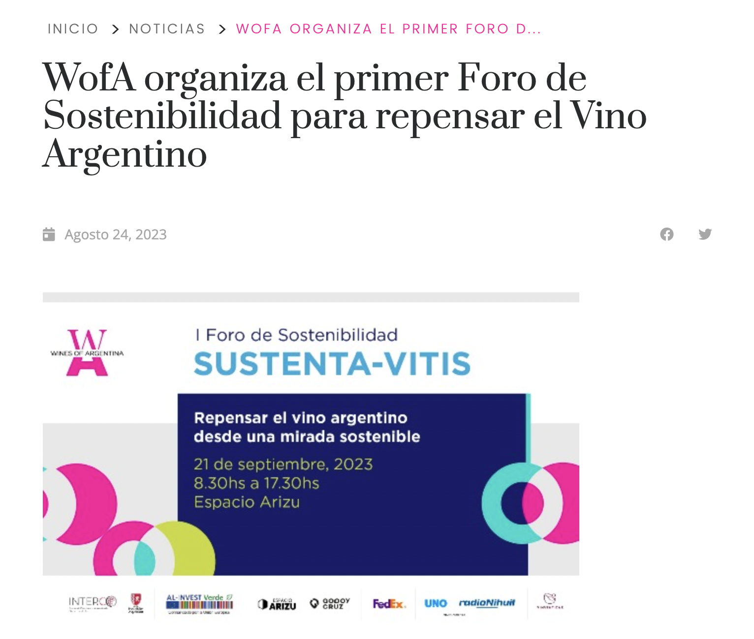 Lanzamiento del foro Sustenta Vitis el 21 de septiembre de 2023